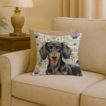 Load image into Gallery viewer, Black and Tan Dachshund Coastal Sea Glass Throw Pillow