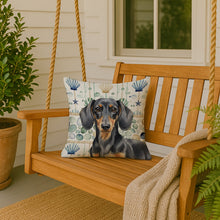 Load image into Gallery viewer, Black and Tan Dachshund Coastal Sea Glass Throw Pillow