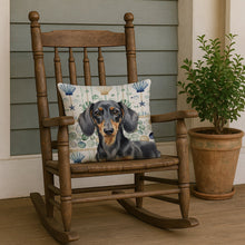 Load image into Gallery viewer, Black and Tan Dachshund Coastal Sea Glass Throw Pillow