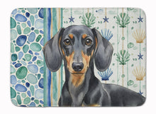 Load image into Gallery viewer, Black and Tan Dachshund Coastal Sea Glass Memory Foam Kitchen Mat