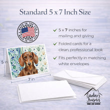 Load image into Gallery viewer, Chocolate and Tan Dachshund Coastal Sea Glass Greeting Cards Pack of 8