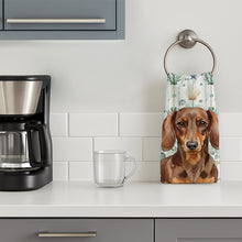 Load image into Gallery viewer, Chocolate and Tan Dachshund Coastal Sea Glass Kitchen Towel