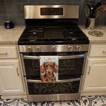 Load image into Gallery viewer, Chocolate and Tan Dachshund Coastal Sea Glass Kitchen Towel