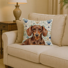 Load image into Gallery viewer, Chocolate and Tan Dachshund Coastal Sea Glass Throw Pillow