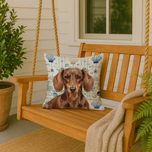 Load image into Gallery viewer, Chocolate and Tan Dachshund Coastal Sea Glass Throw Pillow