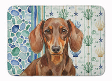 Load image into Gallery viewer, Chocolate and Tan Dachshund Coastal Sea Glass Memory Foam Kitchen Mat