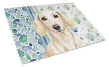 Load image into Gallery viewer, Cream Dachshund Coastal Sea Glass Glass Cutting Board