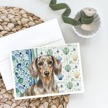 Load image into Gallery viewer, Dapple Dachshund Coastal Sea Glass Greeting Cards Pack of 8