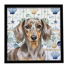 Load image into Gallery viewer, Dapple Dachshund Coastal Sea Glass Framed Metal Print