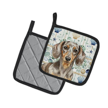 Load image into Gallery viewer, Dapple Dachshund Coastal Sea Glass Pair of Pot Holders
