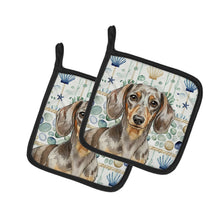 Load image into Gallery viewer, Dapple Dachshund Coastal Sea Glass Pair of Pot Holders