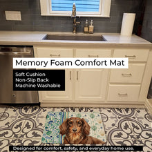 Load image into Gallery viewer, Longhaired Chocolate and Tan Dachshund Coastal Sea Glass Memory Foam Kitchen Mat