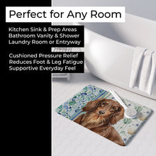 Load image into Gallery viewer, Longhaired Chocolate and Tan Dachshund Coastal Sea Glass Memory Foam Kitchen Mat
