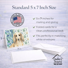 Load image into Gallery viewer, Longhaired Cream Dachshund Coastal Sea Glass Greeting Cards Pack of 8