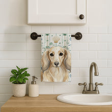 Load image into Gallery viewer, Longhaired Cream Dachshund Coastal Sea Glass Kitchen Towel