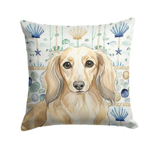 Load image into Gallery viewer, Longhaired Cream Dachshund Coastal Sea Glass Throw Pillow
