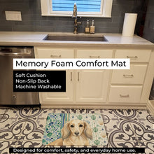 Load image into Gallery viewer, Longhaired Cream Dachshund Coastal Sea Glass Memory Foam Kitchen Mat