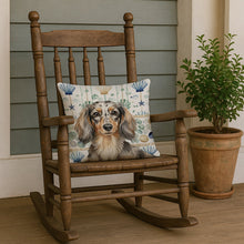Load image into Gallery viewer, Longhaired Dapple Dachshund Coastal Sea Glass Throw Pillow
