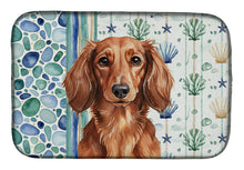 Load image into Gallery viewer, Longhaired Red Dachshund Coastal Sea Glass Dish Drying Mat