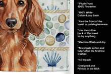 Load image into Gallery viewer, Longhaired Red Dachshund Coastal Sea Glass Kitchen Towel