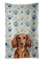 Load image into Gallery viewer, Longhaired Red Dachshund Coastal Sea Glass Kitchen Towel