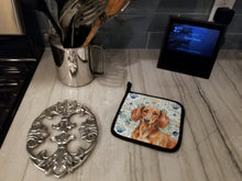 Load image into Gallery viewer, Red Brown Dachshund Coastal Sea Glass Pair of Pot Holders