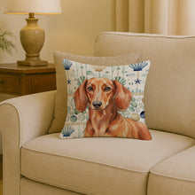 Load image into Gallery viewer, Red Brown Dachshund Coastal Sea Glass Throw Pillow