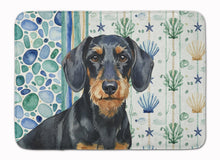 Load image into Gallery viewer, Wirehaired Black and Tan Dachshund Coastal Sea Glass Memory Foam Kitchen Mat