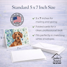 Load image into Gallery viewer, Wirehaired Red Dachshund Coastal Sea Glass Greeting Cards Pack of 8