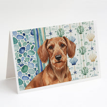 Load image into Gallery viewer, Wirehaired Red Dachshund Coastal Sea Glass Greeting Cards Pack of 8