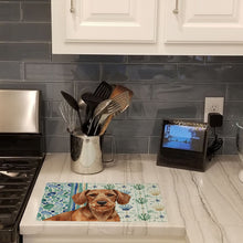 Load image into Gallery viewer, Wirehaired Red Dachshund Coastal Sea Glass Glass Cutting Board