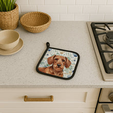 Load image into Gallery viewer, Wirehaired Red Dachshund Coastal Sea Glass Pair of Pot Holders