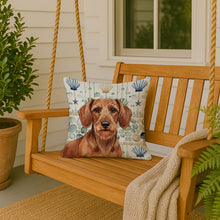 Load image into Gallery viewer, Wirehaired Red Dachshund Coastal Sea Glass Throw Pillow