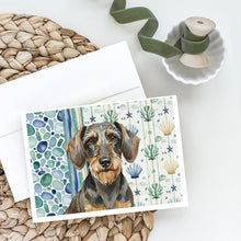 Load image into Gallery viewer, Wirehaired Wild Boar Dachshund Coastal Sea Glass Greeting Cards Pack of 8