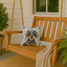 Load image into Gallery viewer, Wirehaired Wild Boar Dachshund Coastal Sea Glass Throw Pillow