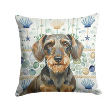 Load image into Gallery viewer, Wirehaired Wild Boar Dachshund Coastal Sea Glass Throw Pillow
