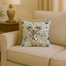Load image into Gallery viewer, Liver Dalmatian Coastal Sea Glass Throw Pillow
