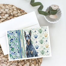 Load image into Gallery viewer, Blue Doberman Pinscher Coastal Sea Glass Greeting Cards Pack of 8