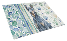 Load image into Gallery viewer, Blue Doberman Pinscher Coastal Sea Glass Glass Cutting Board