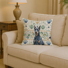 Load image into Gallery viewer, Blue Doberman Pinscher Coastal Sea Glass Throw Pillow
