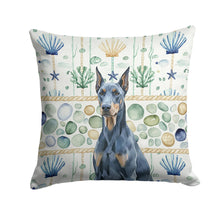 Load image into Gallery viewer, Blue Doberman Pinscher Coastal Sea Glass Throw Pillow