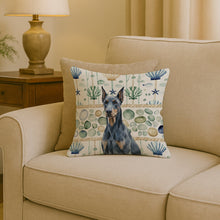 Load image into Gallery viewer, Blue Doberman Pinscher Coastal Sea Glass Throw Pillow