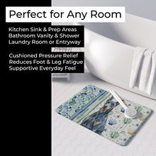 Load image into Gallery viewer, Blue Doberman Pinscher Coastal Sea Glass Memory Foam Kitchen Mat