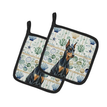 Load image into Gallery viewer, Doberman Pinscher Coastal Sea Glass Pair of Pot Holders
