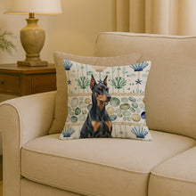 Load image into Gallery viewer, Doberman Pinscher Coastal Sea Glass Throw Pillow