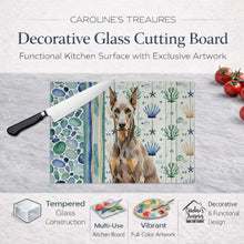 Load image into Gallery viewer, Fawn Doberman Pinscher Coastal Sea Glass Glass Cutting Board