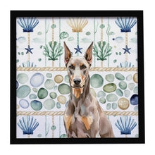Load image into Gallery viewer, Fawn Doberman Pinscher Coastal Sea Glass Framed Metal Print