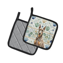 Load image into Gallery viewer, Fawn Doberman Pinscher Coastal Sea Glass Pair of Pot Holders