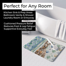 Load image into Gallery viewer, Fawn Doberman Pinscher Coastal Sea Glass Memory Foam Kitchen Mat