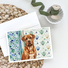Load image into Gallery viewer, Mahogany Dogue de Bordeaux Coastal Sea Glass Greeting Cards Pack of 8